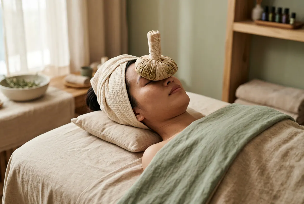 Chườm mắt thảo dược khi gội đầu dưỡng sinh